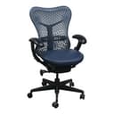 Herman Miller Mirra Office Chair Blue Back Navy Leather Seat Adjustable Lumbar