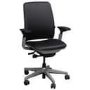 Steelcase Amia Task Chair Black PU Leather Platinum Frame Adjustable Ergonomic
