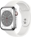 Apple Watch Series 8 GPS + LTE w/ 45MM Stainless Steel Case & White Sport Band