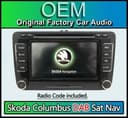 Skoda Yeti Columbus Sat Nav stereo DAB+ radio CD player, Navigation V16 MAPS