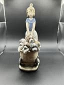 Lladro 5364 "Litter of Fun" Spain Porcelain Figurine Puppies in Stroller  No Box