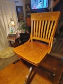 Antique Armless Desk/Bank Chair Milwaukee 1922 "Tiger" Oak 1 Hand Adjust Pre War