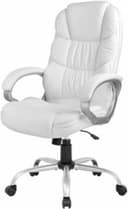 FDH High Back Adjustable Ergonomic Leather Desk Chair - White