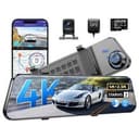 AZDOME 2CH 4K+2.5K HDR Mirror Dash Cam IMX678 STARVIS 2 5.8GWiFi GPS 128GB Card