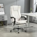High-Back Office Chair, 6-Point Massage & Heating Chair with Footrest, White,Use