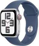Apple Watch Series SE 2nd Gen GPS+LTE 44MM Silver Aluminum Case Denim Sport Band
