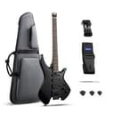 Donner HLX-500 Modern Headless Electric Guitar HSS 12" Radius 25.5" Scale Black