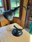 Reclaimed Mid Century Metal Desk Lamp, Swivel Neck & Pen Holder,  Free S/H