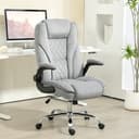HOMCOM High Back Office Chair Swivel Wheels Flip-Up Arims Gray, Refurbished