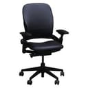 Steelcase Leap V2 Task Chair - Satin Black PU Leather, Black Frame, Ergonomic