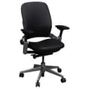Steelcase Leap V2 Task Chair – Black Genuine Leather, Platinum Frame, Ergonomic