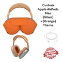 Custom Apple AirPods Max Silver w/ Orange Headband & Pads Grade B (Lightning)