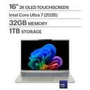 Acer - Swift Go 16 AI - Copilot+ PC - 16" OLED WQXGA Touch Laptop - Intel Core Ultra 7 355 2026 - 32GB Memory – 1TB Storage - Vapor Silver