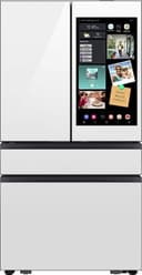 Samsung - Bespoke 23 cu. ft. Counter Depth 4-Door French Door Refrigerator with AI Family Hub+ - White Glass