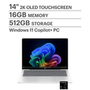 HP - OmniBook 5 - Copilot+ PC - 14" 2K OLED Touch-Screen Laptop - Snapdragon X Plus 2025 - 16GB Memory - 512GB SSD - Glacier Silver
