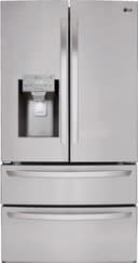 LG - 36-in Wide 27.8 Cu. Ft. 4-Door French Door Smart Refrigerator with Double Freezer Drawers - Stainless Steel