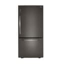 LG - 33-in Wide 25.5 Cu. Ft. Bottom-Freezer Refrigerator with Ice Maker - Black Stainless Steel