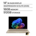 ASUS - Zenbook A14 14” OLED 2K Display - Snapdragon X2 Elite 2026 - 16GB Memory - 512GB Storage - Copilot+ PC - Zabriskie Beige