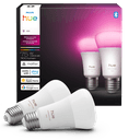 Philips - Hue A19 Bluetooth 75W Smart LED Bulb (2-Pack) - White and Color Ambiance